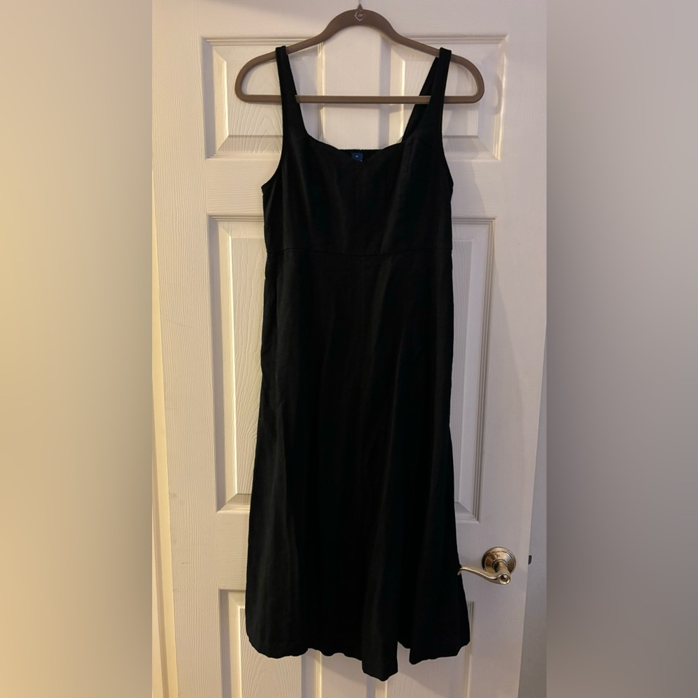 Old Navy Black Midi Dress Womens Size Medium Linen Blend